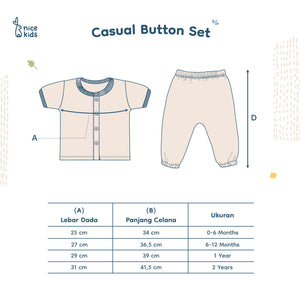 Nice Kids - Casual Button Set (Setelan Baju 0-2 Tahun)