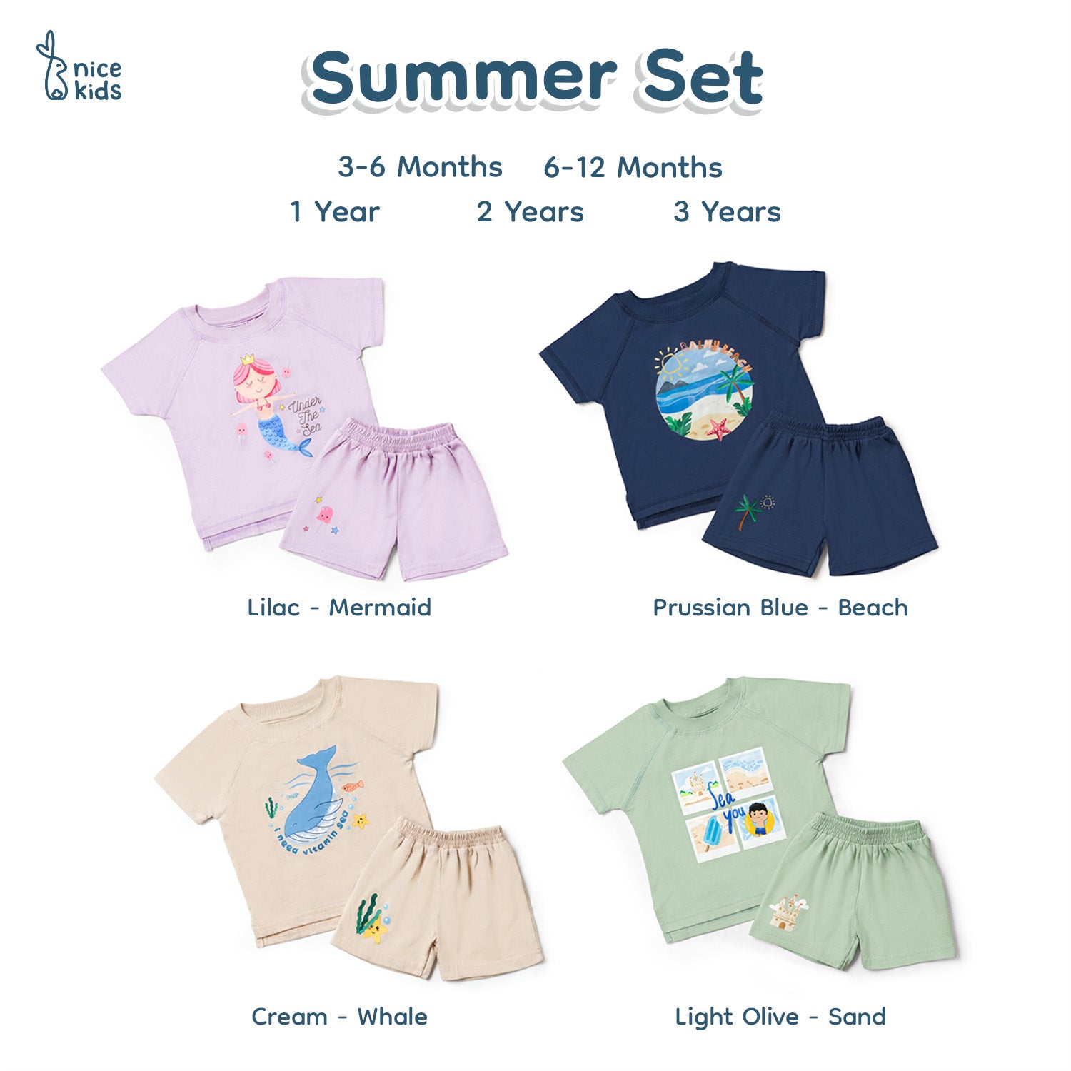 Nice Kids - Summer Set Baju Atasan Celana Bawahan (Usia 3 Bulan - 3 Tahun)