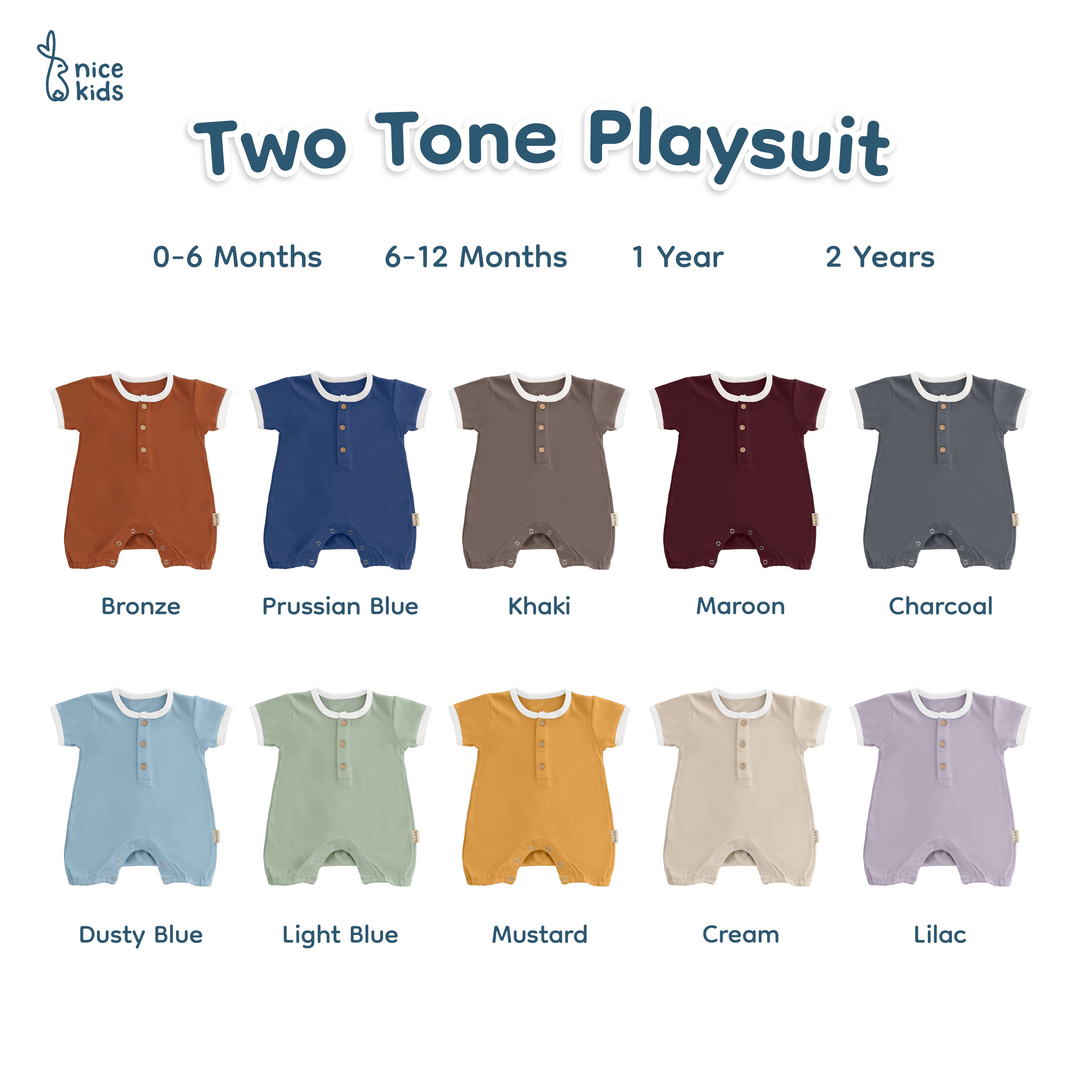 Nice Kids - Two-Tone Playsuit (Jumper Bloomer Bayi 0-2 Tahun)