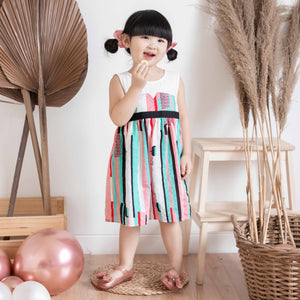 Nice Kids - Sleeveless Stripe Dress (dress anak ala korea, dress casual anak)