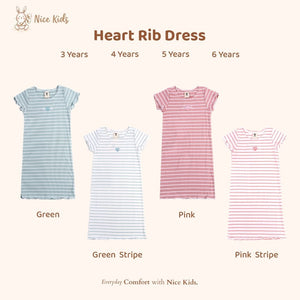 Nice Kids - Heart Rib Dress (dress casual anak, dress ala korea)
