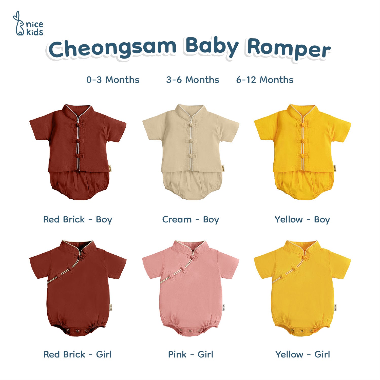 Nice Kids - Baby Cheongsam New Born 0-12 Monts (Baju Bayi Imlek Sincia Jumper/Bodysuit/Jumpsuit)