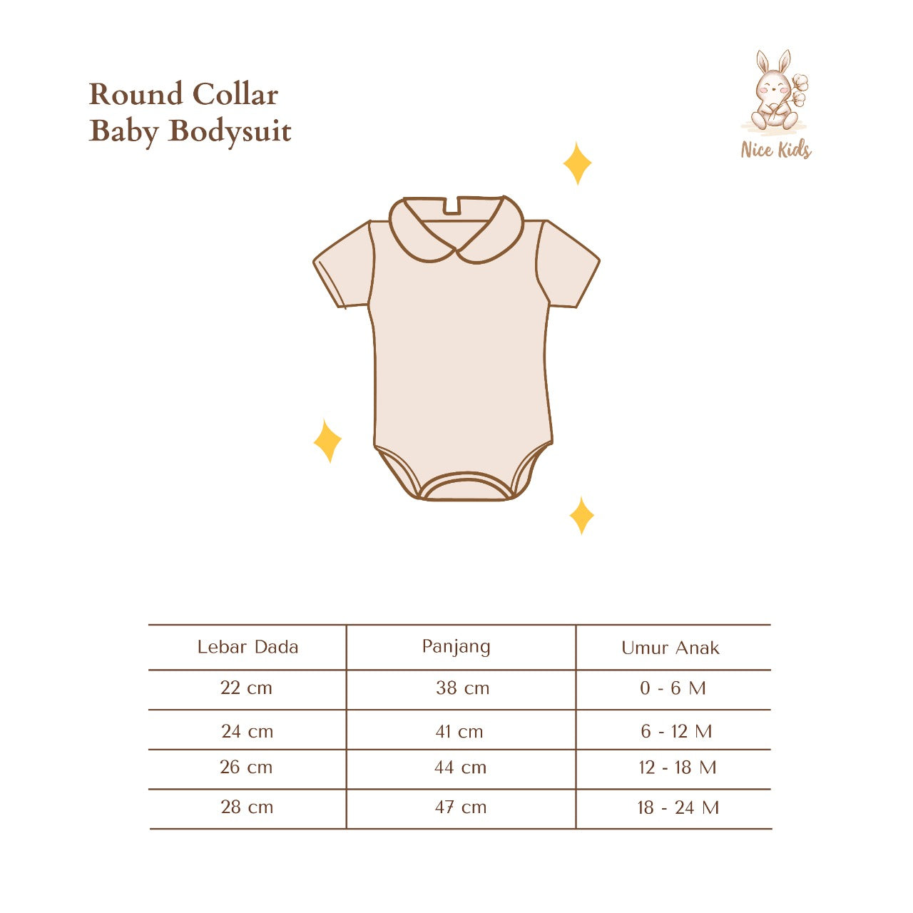 Nice Kids - Round Collar Bodysuit (baju bayi/bodysuit bayi)